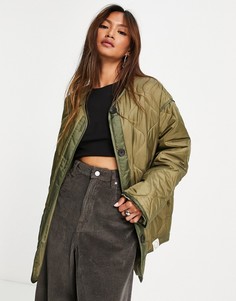 Легкая стеганая куртка на подкладке цвета хаки Topshop-Зеленый цвет