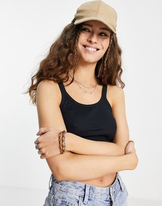 Черная базовая майка в рубчик Topshop-Черный
