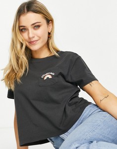 Черная укороченная футболка с карманом и вышитым логотипом Hollister-Черный