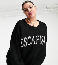 Черный джемпер с надписью "Escapism" ASOS DESIGN Curve-Черный цвет