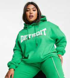 Зеленый oversized-худи с принтом "Detroit" Public Desire Curve-Зеленый цвет