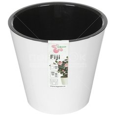 Горшок для цветов пластик, 1.6 л, 16х14.5 см, автополив, белый, InGreen, Фиджи, 1553БЛ