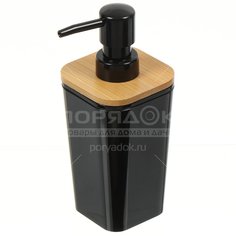 Дозатор для жидкого мыла, Бамбук, пластик, 7.3х7.3х17 см, черный, PS0107CB-LD