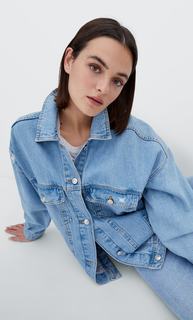 Stradivarius Джинсовая Куртка Оверсайз Светлый Деним L