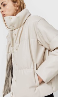 Stradivarius Стеганая Куртка Из Искусственной Кожи Цвет Небеленого Полотна M