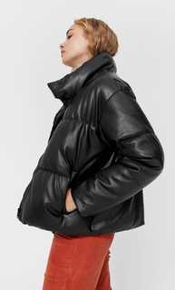 Stradivarius Стеганая Куртка Из Искусственной Кожи Черный L