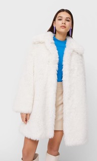 Stradivarius Пальто Из Меха Цвет Небеленого Полотна M