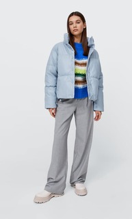 Stradivarius Стеганая Куртка Из Искусственной Кожи Небесно-Голубой M