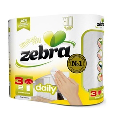 Полотенце кухонное Zebra daily 2 рулона 3 слоя Зебра