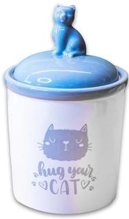 Бокс керамический КерамикАрт &quot;Hug your cat&quot; для хранения корма, 1650мл