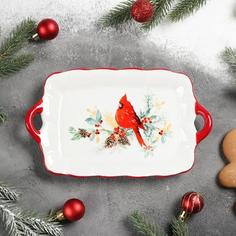 Блюдо сервировочное Доляна «Красный кардинал», 23,5х14х4см