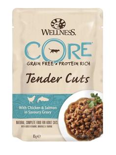 Пауч Wellness CORE Tender Cuts &quot;Нарезка из курицы с лососем в соусе&quot; для кошек, 85гр Cor.E