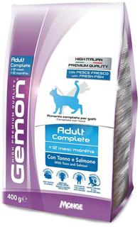 Сухой корм Gemon Cat для взрослых кошек, с тунцом и лососем, 400гр