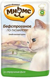 Влажный корм Мнямс &quot;Бефстроганов по-Тасмански&quot; для кошек, со страусиным филе, 85гр