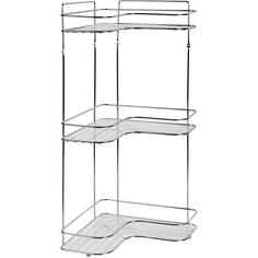 Полка для ванной комнаты угловая трёхъярусная с пластмассовыми вклдышами хром Swensa