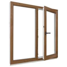 Окно ПВХ двустворчатое 120х100 см глухое/поворотное правое, цвет золотой дуб Deceuninck