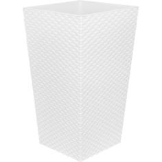 Горшок цветочный Idea Ротанг 26x26x45.7 см v7.6 л пластик белый