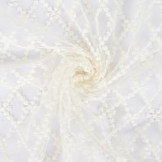 Тюль с вышивкой «Ромбики» сетка 290 см цвет кремовый Elit Home