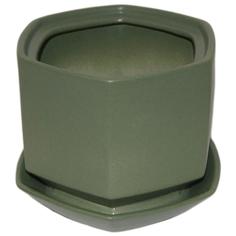 Горшок цветочный Goncar Меркурий 14x18x14 см v1.7 л керамика зелёный Гончар