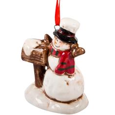 Украшение ёлочное Снеговик/Дед Мороз в ассортименте 9.5 см керамика Decoris