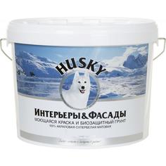 Краска-грунт Husky 3-в-1 для фасадов и интерьеров цвет белый 10 л