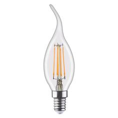 Лампа светодиодная филаментная Lexman E14 220 В 4.5 Вт свеча на ветру прозрачная 470 лм тёплый белый свет