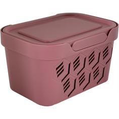 Ящик DELUXE с крышкой 190х130х110 мм, 1,9 л, пластик, цвет розовый Бытпласт