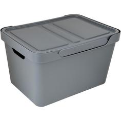 Ящик с крышкой Luxe, 380x276x220 мм, 18 л, полипропилен, цвет серый Бытпласт