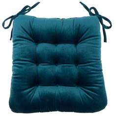 Подушка для стула "Бархат" 40x36x6 см цвет морская глубина Linen Way