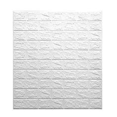 Панель ПЭТ самоклеящаяся 4 мм 770x700 мм мягкая 3D кирпич белый 0.539 м² Dekor Panel