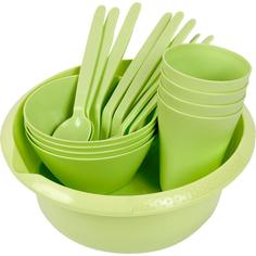 Набор посуды Berossi Picnic, 4 персоны, полипропилен, цвет зеленый