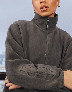 Флисовая куртка в стиле oversized ASOS 4505-Серый
