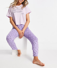 Сиреневая пижама со штанами и надписью "Savasana" Brave Soul-Фиолетовый цвет