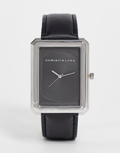 Черные женские часы с прямоугольным циферблатом Christian Lars-Серебристый
