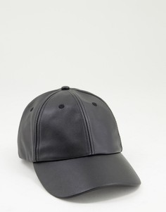 Черная кепка в стиле унисекс из искусственной кожи Reclaimed Vintage Inspired-Черный цвет