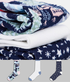 Набор из 3 пар сине-розовых носков с зимними пейзажами гор Chelsea Peers-Разноцветный