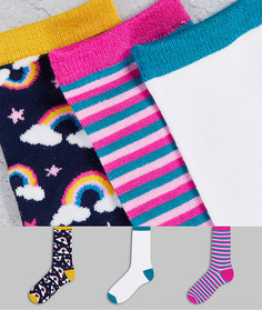 Набор из 3 пар цветных носков с радугой и облаками Chelsea Peers-Разноцветный