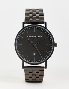 Мужские часы с черным циферблатом и браслетом с крупными звеньями Christin Lars-Черный цвет