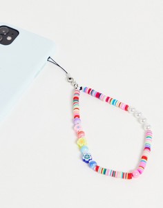 Подвеска для телефона с цветочками и искусственным жемчугом LMNADE-Бесцветный Phone Accessories