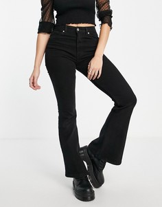 Черные расклешенные джинсы Bershka-Черный цвет