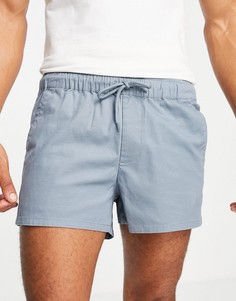 Синие зауженные шорты чиносы с эластичным поясом ASOS DESIGN-Голубой