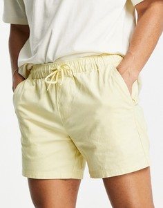 Желтые шорты чиносы узкого кроя с поясом на резинке ASOS DESIGN-Желтый