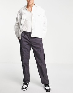 Темно-серые широкие брюки карго Topman-Серый