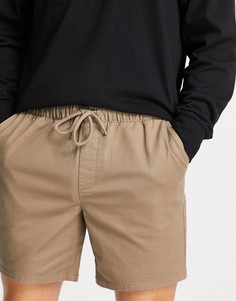 Коричневые зауженные шорты-чиносы с эластичным поясом ASOS DESIGN-Коричневый цвет