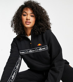 Черный пуловер с горловиной на молнии и окантовкой ellesse Plus-Черный цвет