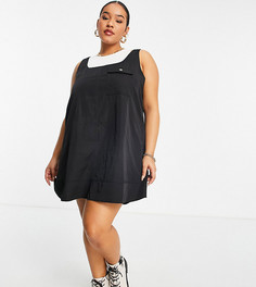Черный свободный нейлоновый сарафан мини ASOS DESIGN Curve-Черный цвет