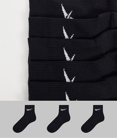 Набор из 3 пар черных носков с логотипом Reebok-Черный цвет