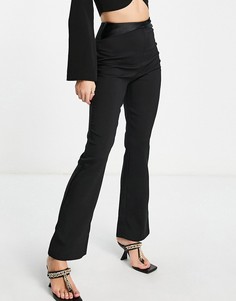 Атласные черные брюки с широкими штанинами и вставками 4th & Reckless-Черный