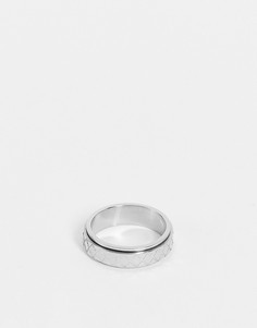 Серебристое кольцо-обруч из нержавеющей стали с гравировкой ASOS DESIGN-Серебряный