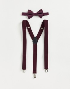 Комплект из галстука-бабочки и подтяжек темно-фиолетовго цвета ASOS DESIGN-Фиолетовый цвет